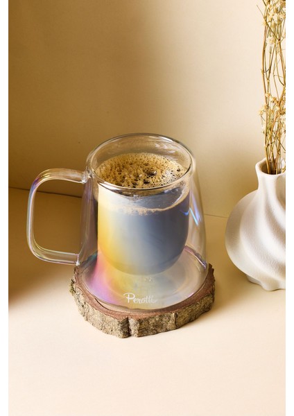 Cidar Colors Isıya Dayanıklı Çift Cidarlı Kulplu Cam Bardak 250 ml