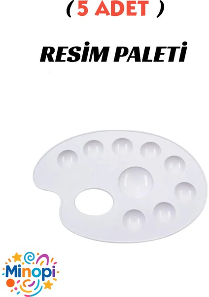 50 Adet Boyama Paleti Resim Paleti Ressam Paleti Plastk 9 Gözlü Boya Paleti
