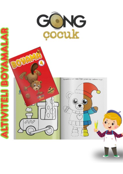 Çocuk 4'lü Aktiviteli Boyama Seti | Pedagog Onaylı | Meb Uyumlu 2024 | Eğitici ve Eğlenceli modelleri