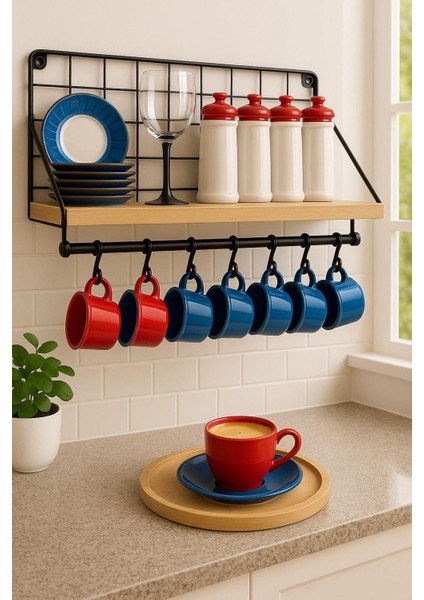 Tel Askılıklı Ahşap Standlı Kancalı Mutfak Rafı Mutfak Banyo Düzenleyici