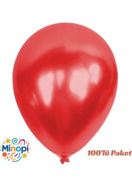 Kırmızı Balon Desensiz Renkli Balon Metalik Balon Normal Ebat 100'LÜ Paket