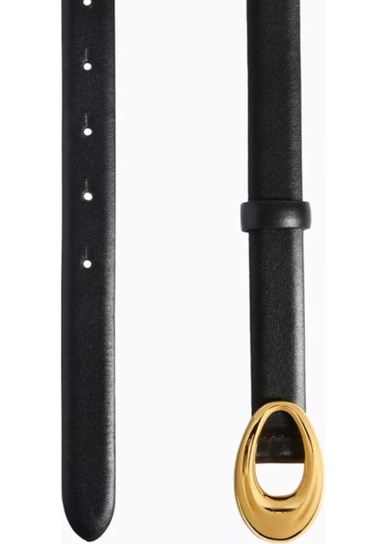 Olivia Deri Kemer Siyah, Minimalist Tasarım, Ayarlanabilir Tokalı, Italyan Işçiliği