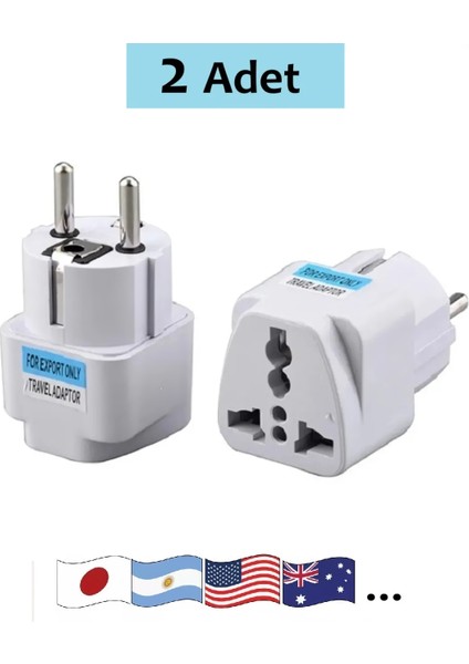 2ADET Evrensel Seyahat Adaptörü 150 Ülke Uyumlu Çoklu Fiş Dönüştürücü USB Cep Telefonu Tablet Laptop