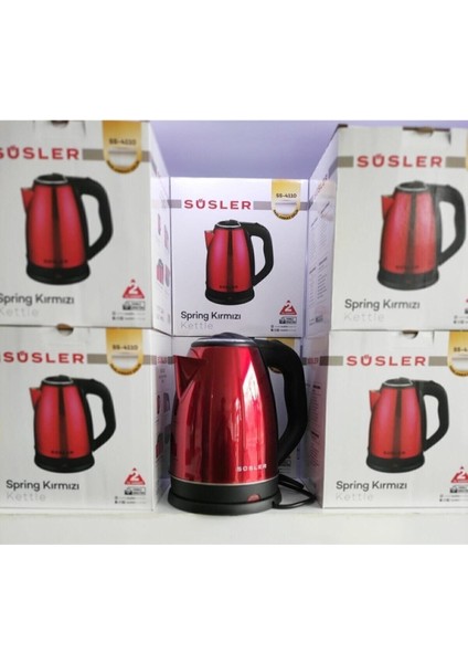 SS-4110 Spring Kırmızı Elektrikli Su Isıtıcı 1,8 Lt – Şık, Dayanıklı ve Hızlı Isıtma Özellikli indirimleri
