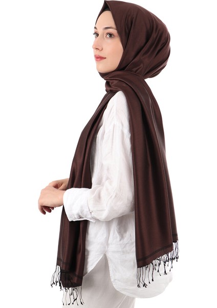 Acı Kahve Siyah Çift Taraflı Ipek Şal