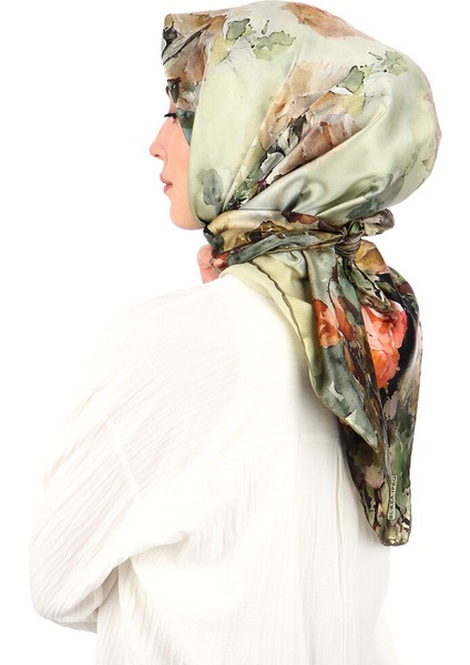 Yeşil Kamelya Desen Sura Ipek Eşarp fiyatları