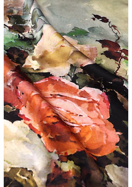 Yeşil Kamelya Desen Sura Ipek Eşarp fırsatları