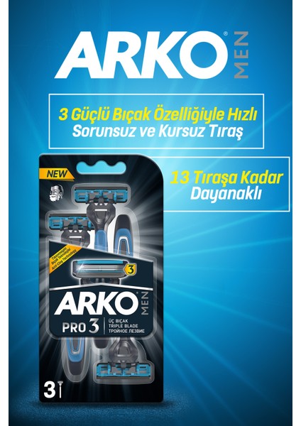 3 Bıçaklı Tıraş Bıçağı - Krom Kaplama, Oynar Başlık, 3'lü Paket, Ergonomik Tasarım, Uzun Ömürlü fırsatları