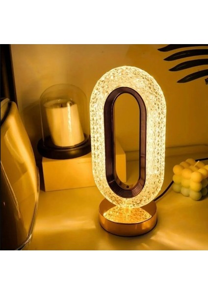 Kristal Masa Lambası - Şarjlı, Dokunmatik,3 Renk Modlu Dekoratif Işık