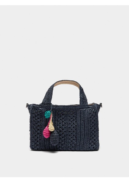 Hasır Efektli Çapraz Askılı Tote Çanta