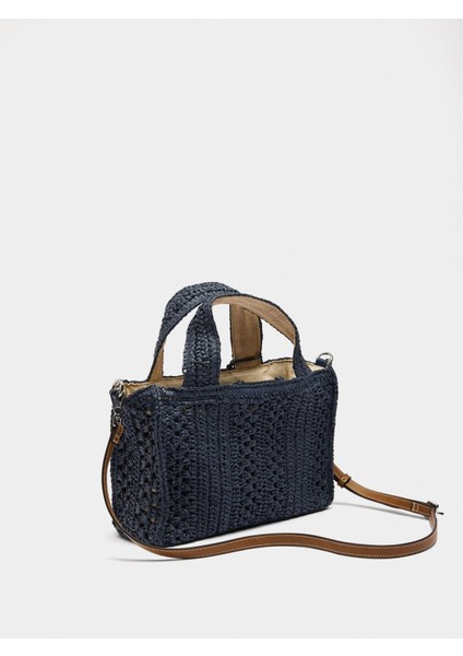 Hasır Efektli Çapraz Askılı Tote Çanta modelleri