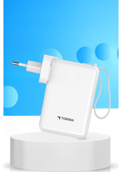 TRM-1017 Beyaz 10000 Mah Type-C Giriş ve Çıkışlı Taşınabilir 22,5 W Hızlı Şarj Dijital Göstergeli Powerbank modelleri