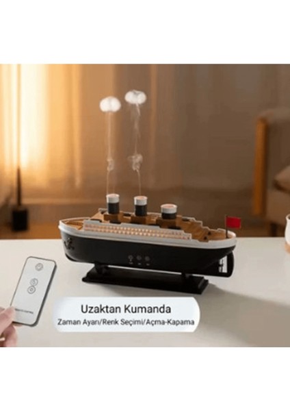 Titanic Gemi Hava Nemlendirici Işıklı Fonksiyonlu Buhar Makinesi Kumandalı - Lisinya fırsatları