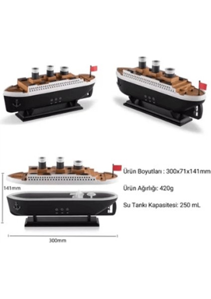 Titanic Gemi Hava Nemlendirici Işıklı Fonksiyonlu Buhar Makinesi Kumandalı - Lisinya indirimleri
