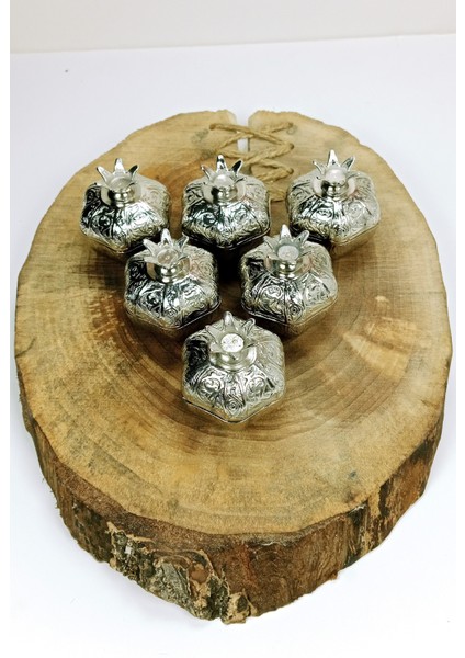 6 Lı Mini Eskitme Osmanlı Temalı Açık Renk Nar Lokumluk Sunum