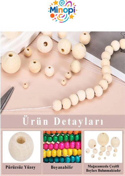 Natural Ahşap Boncuk 8 mm 100 Adet Tahta Boncuk El Işi Okul Öncesi Kreş Anasınıfı Proje Tasarım modelleri