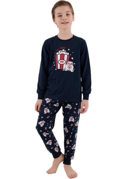 Erkek Çocuk Lacivert Uzun Kollu Pijama Takımı 3676-2