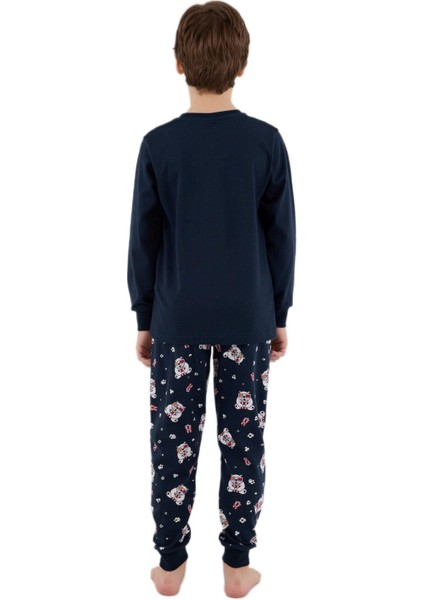 Erkek Çocuk Lacivert Uzun Kollu Pijama Takımı 3676-2 modelleri