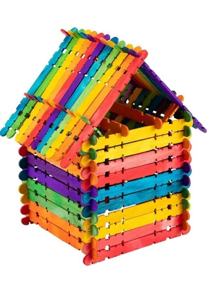 100 Paket Renkli Geçmeli Dil Çubuğu Paketi 50'li Tırtıklı Geçirmeli Eklemeli Dondurma Çubuğu fırsatları