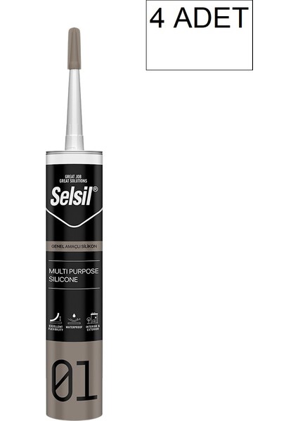 4 Adet Genel Amaçlı Şeffaf Silikon 280 gr