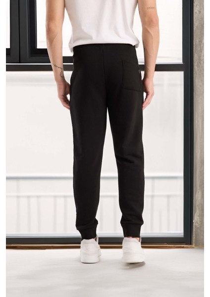 Spike Diagonal 3 Iplik Manşet Paça Erkek Pantolon Eşofman Altı -Siyah indirimleri