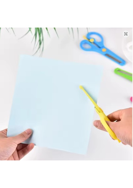 18 Adet Renkli Çocuk Makası Yaylı Korumalı Makas Plastik Makas Küt Uçlu