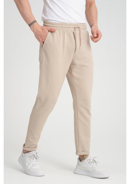 Premium Oxford Örme Regular Fit Duble Paça Erkek Pantolon- Bej