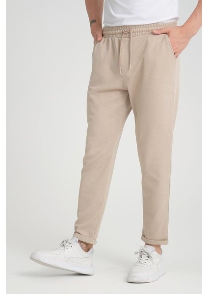 Premium Oxford Örme Regular Fit Duble Paça Erkek Pantolon- Bej indirimleri
