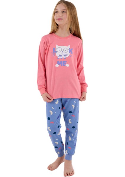 Kız Çocuk Pembe Pijama Takım 3696-2