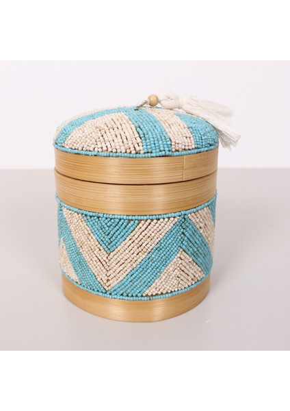 Mylamp Bali Boncuklu Bambu Saklama Kutusu M 15X17 cm