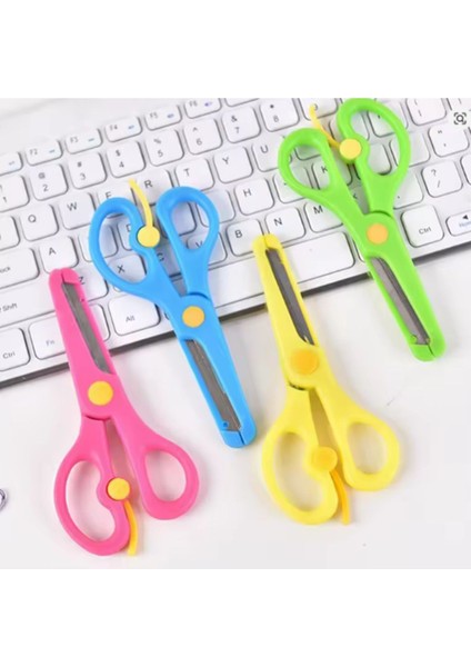 96 Adet Renkli Çocuk Makası Yaylı Korumalı Makas Plastik Makas Küt Uçlu modelleri