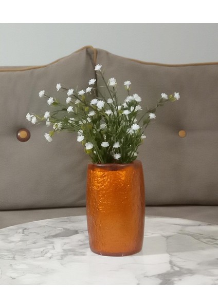 2 Adet Vazo Dahil,vazoda Çiçek,beyaz Yapay Çiçek,vazo Dekoratif Altın Renkli Poliresin 5X5X12CM fiyatları