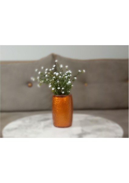 2 Adet Vazo Dahil,vazoda Çiçek,beyaz Yapay Çiçek,vazo Dekoratif Altın Renkli Poliresin 5X5X12CM indirimleri