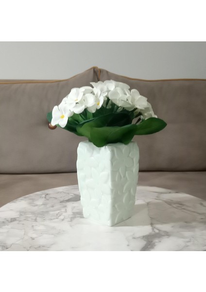 2 Adet Vazo Dahil,vazoda Çiçek,beyaz Yapay Çiçek,vazo Dekoratif Çiçekli Su Yeşili 7X7X17CM fiyatları