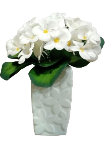 2 Adet Vazo Dahil,vazoda Çiçek,beyaz Yapay Çiçek,vazo Dekoratif Çiçekli Su Yeşili 7X7X17CM indirimleri