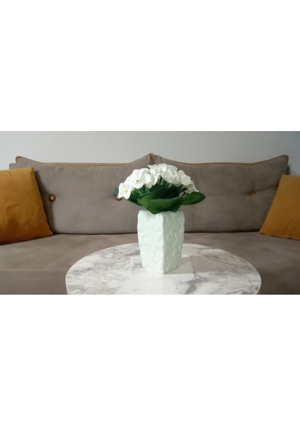 2 Adet Vazo Dahil,vazoda Çiçek,beyaz Yapay Çiçek,vazo Dekoratif Çiçekli Su Yeşili 7X7X17CM