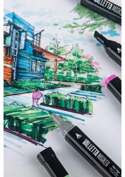 48 Adet Çift Taraflı Marker Keçeli Kalem Seti Çantalı fırsatları