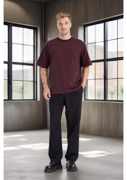 Bergman Keten Görünümlü Pamuklu Flamlı Rahat Kalıp Pileli Erkek Pantolon - Siyah fırsatları