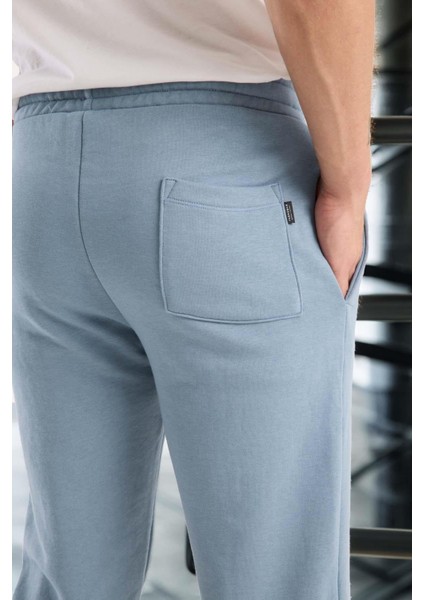 Spike Diagonal 3 Iplik Manşet Paça Erkek Pantolon Eşofman Altı - Soğuk Mavi