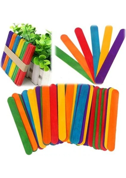 1 Paket Renkli Dil Çubuğu Paketi 50'li Abeslang Tahta Dil Çubuğu - Ağda Spatulası fırsatları