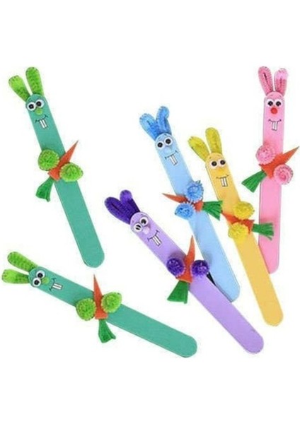 1 Paket Renkli Dil Çubuğu Paketi 50'li Abeslang Tahta Dil Çubuğu - Ağda Spatulası