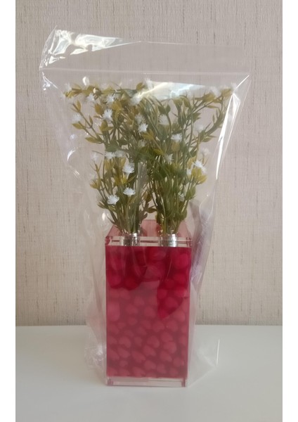 2 Adet Vazo Dahil,vazoda Çiçek,beyaz Yapay Çiçek,vazo Dekoratif Kalpli 7X7X17CM fırsatları