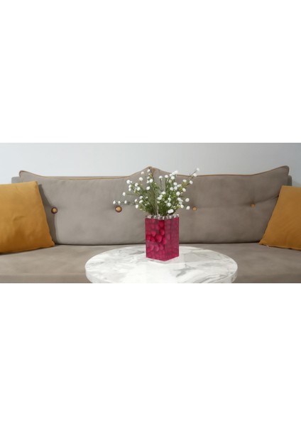 2 Adet Vazo Dahil,vazoda Çiçek,beyaz Yapay Çiçek,vazo Dekoratif Kalpli 7X7X17CM