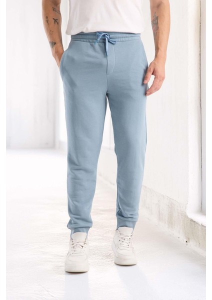 Spike Diagonal 3 Iplik Manşet Paça Erkek Pantolon Eşofman Altı - Soğuk Mavi modelleri
