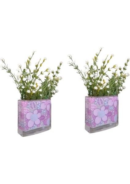 2 Adet Vazo Dahil,vazoda Çiçek,beyaz Yapay Çiçek,vazo Dekoratif Pembe Çiçekli 10X15X3CM
