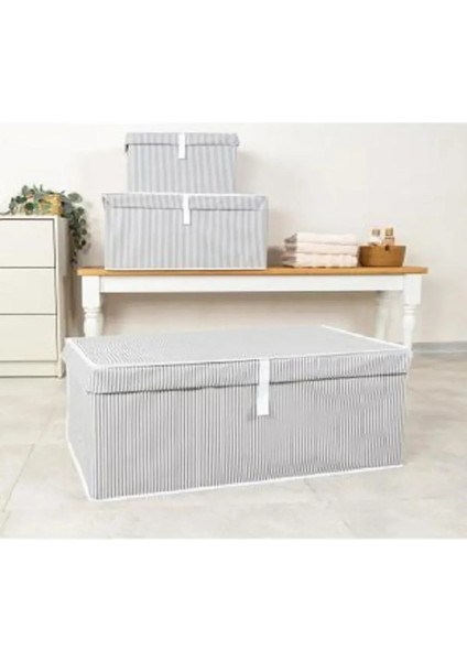 Alas Çok Amaçlı Baza Kutusu Gri Çizgili Tekli 70X40X30 cm modelleri