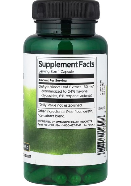 Ginkgo Biloba Extract 60 Mg 120 Kapsül fiyatları