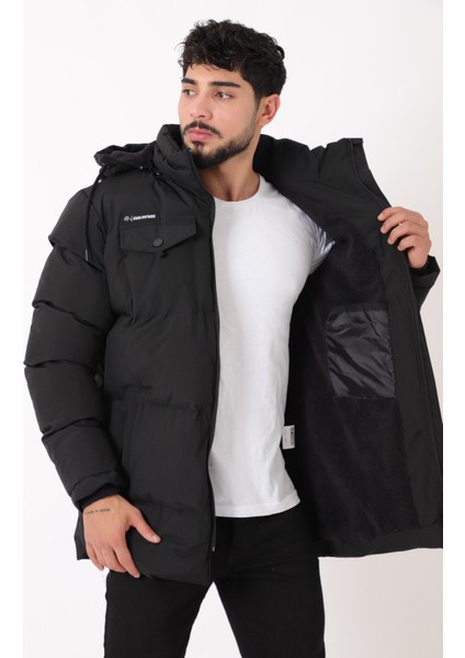 Göğüs Cepli Içi Kürklü Uzun Şişme Mont Pldp 2957_50456 modelleri