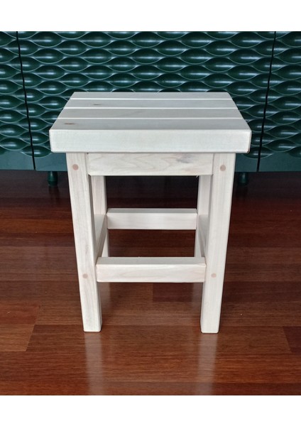 Doğal Ahşap Tabure, Ham, Zımparalanmış, Cilasız, Kare 32CMX32CMX40CM