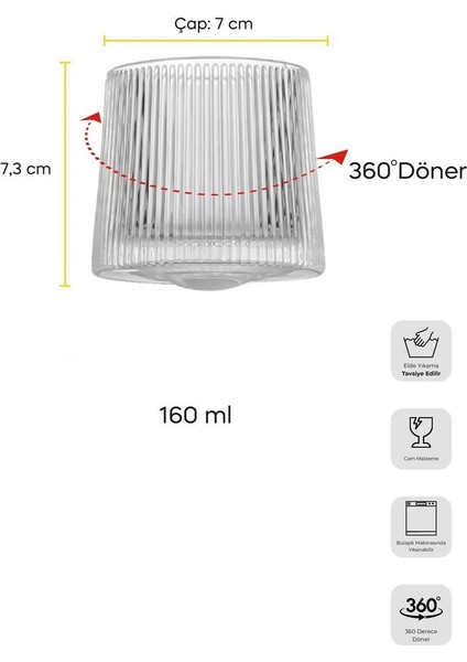 Mose Luster 2'li 360 Derce Dönerli Viski Meşrubat Bardağı Japon Style 160ML indirimleri